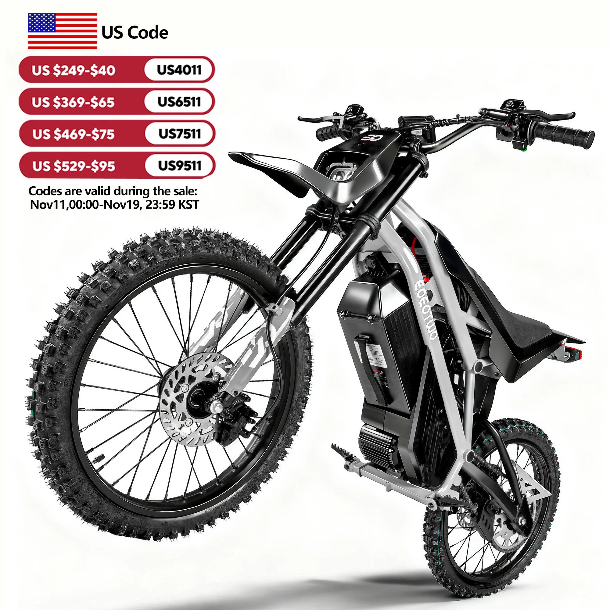 

EOEOTWO GT07 Электрический велосипед для бездорожья для взрослых, пиковый двигатель среднего привода 4000 Вт, электрический мотоцикл 45 миль в час, аккумулятор 60V35AH, полная подвеска