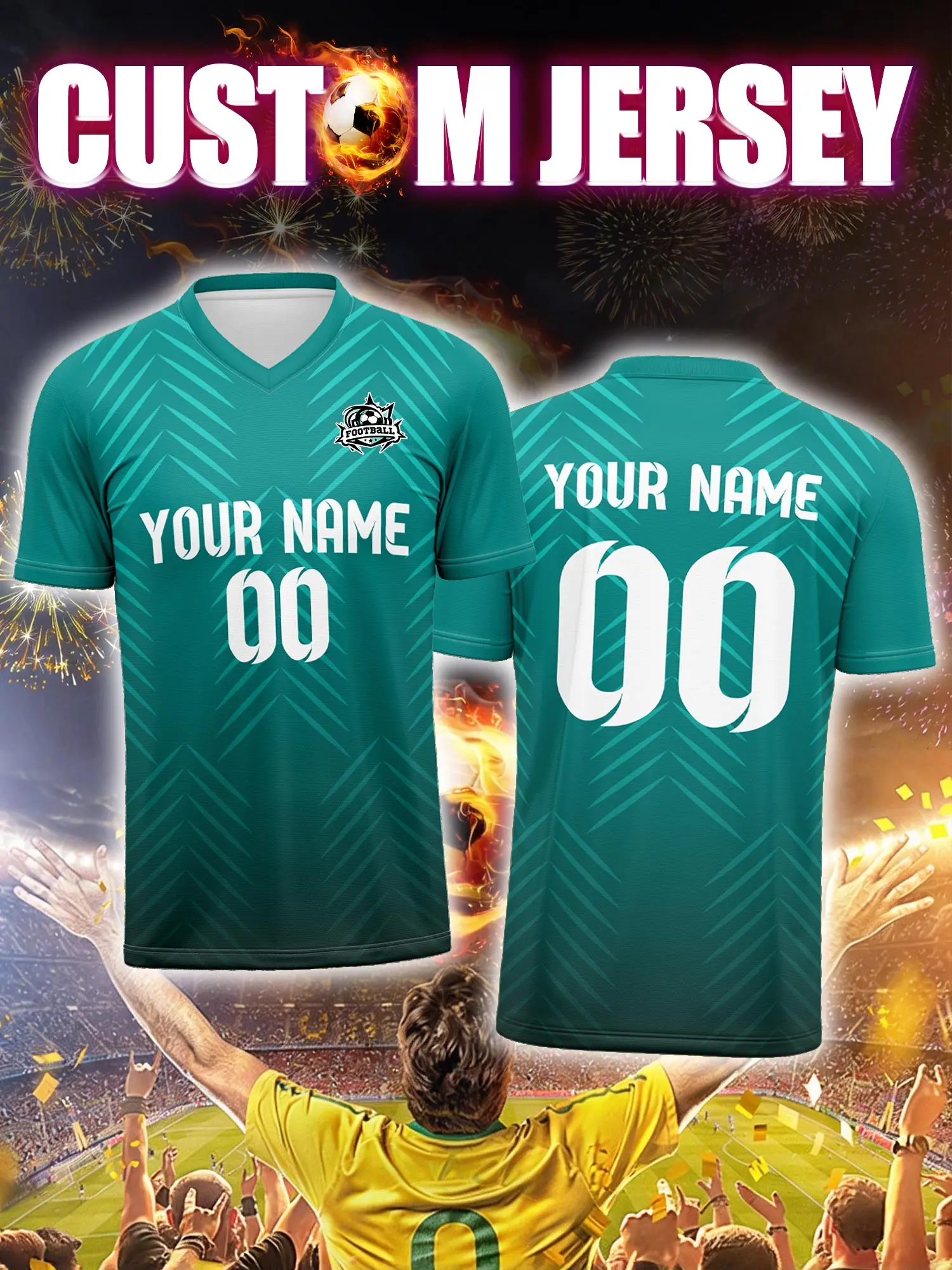 

Спортивная футболка с V-образным вырезом для взрослых и детей, с индивидуальным именем и номером, быстросохнущая, модная, с сублимационной печатью, 2026