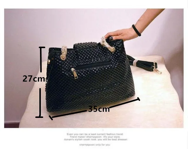 2023 Luxury Fashion Diamonds Women Handbags Genuine Leather Rhinestone Chian Lady Portable Tote Bag Shoulder Messenger Bags