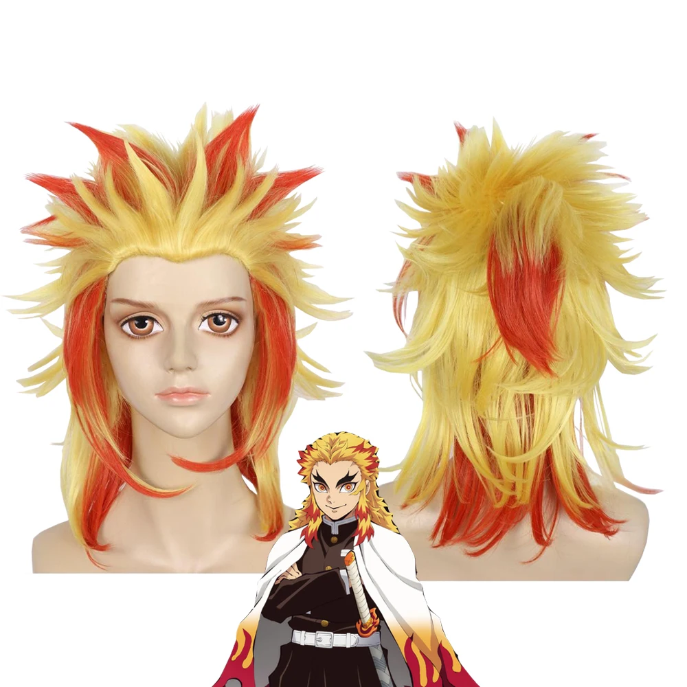 

Anime Rengoku Kyoujurou‌ Cosplay Synthetic Hair Yellow And Red Gradient Suitable For Daily Party High-Temperature Silk Wig