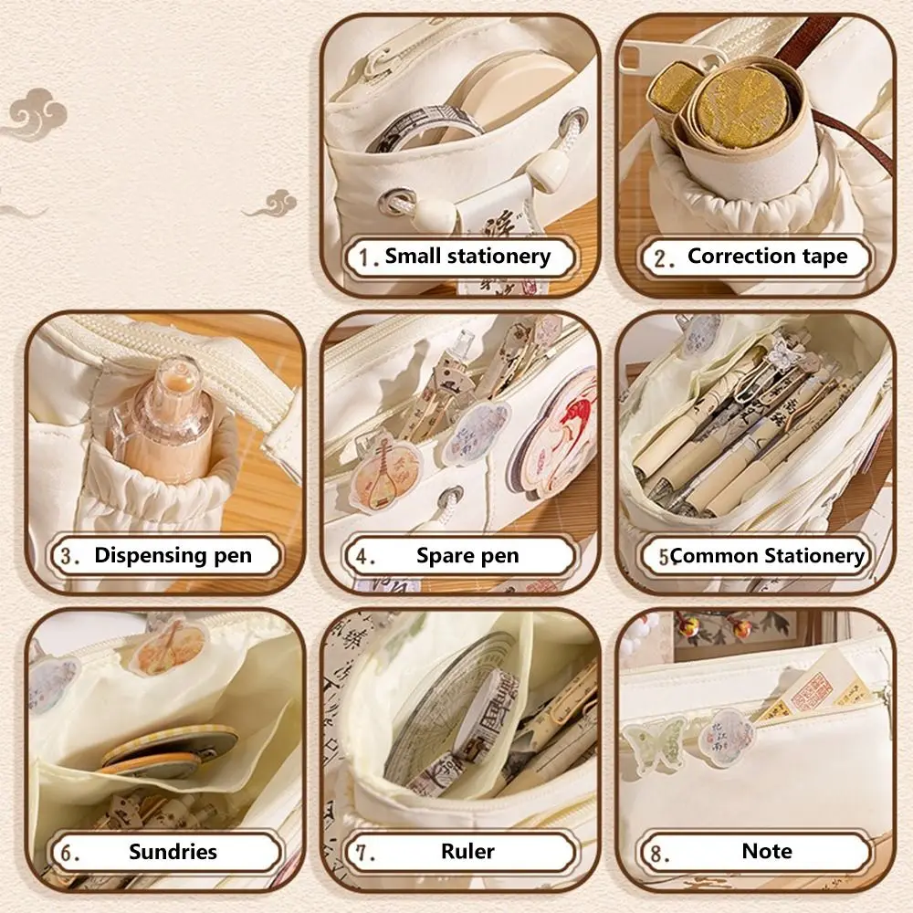 

Новая сумка для ручек в китайском стиле, многослойная сумка для канцелярских принадлежностей большой емкости, коробка для ручек, подарок