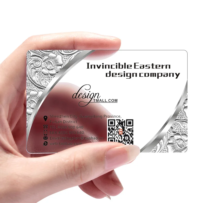 Customized Transparent PVC Plastic Business Cards Personal Identify Clear Waterproof Thank You Card with Your Own Designs