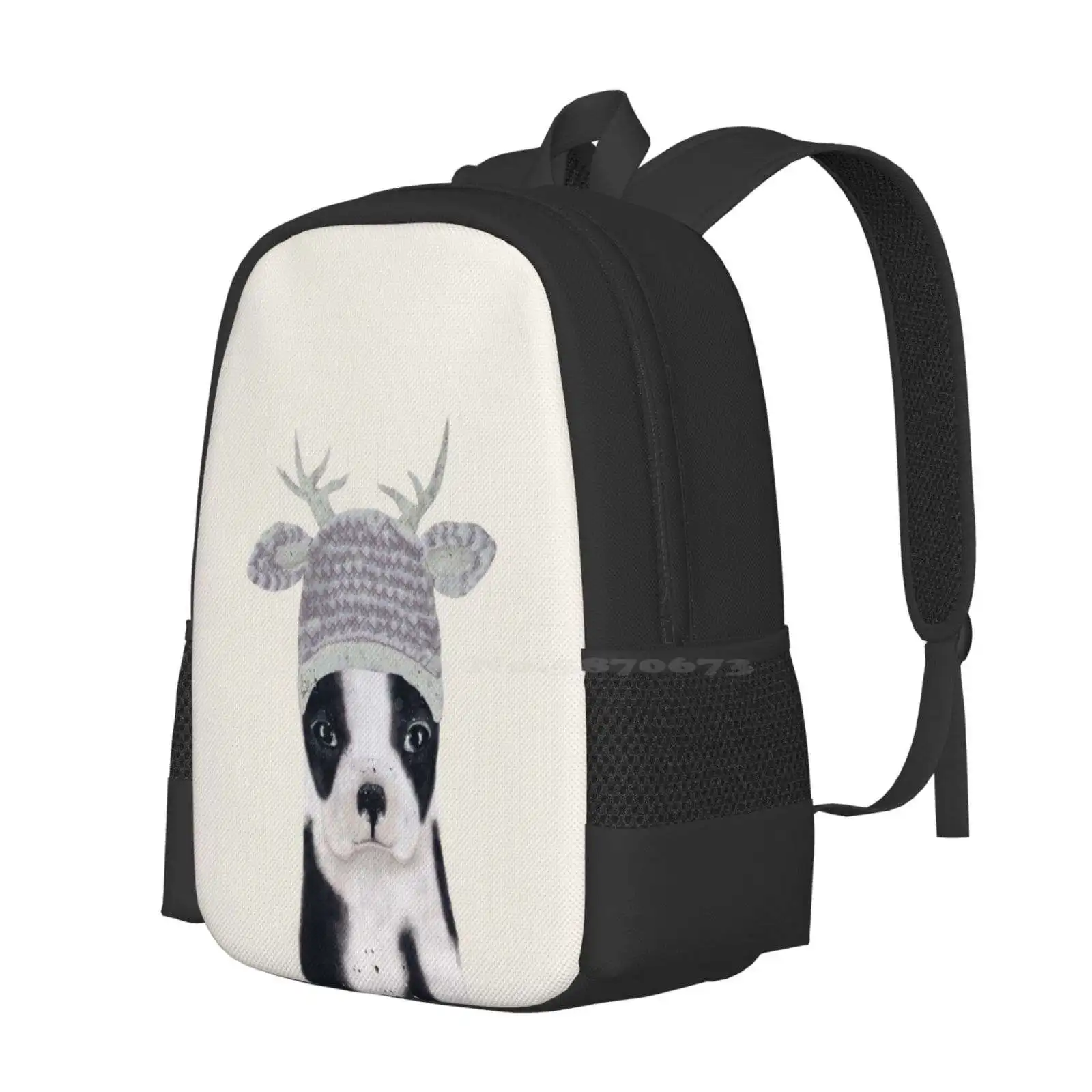 Little Boston School Bag Big Capacity Backpack Laptop Boston Terriers Cute Boston Terrier Puppy Puppies Puppu Illustrations Dog