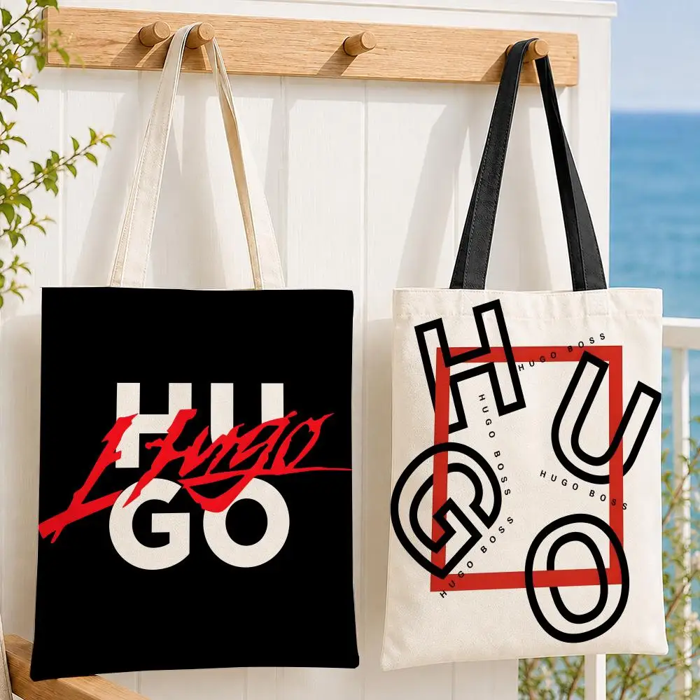 Bolsas de Armazenamento Marca H-HUGO B-BOSS, Bolsa de Lona Feminina de Grande Capacidade, Bolsa de Ombro para Compras e Escola