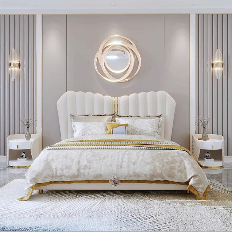 

Luxury Modern Double Bed Frame Queen Design Headboards Twin Double Bed House Space Saving Lit 2 Personnes Bedroom Furniture