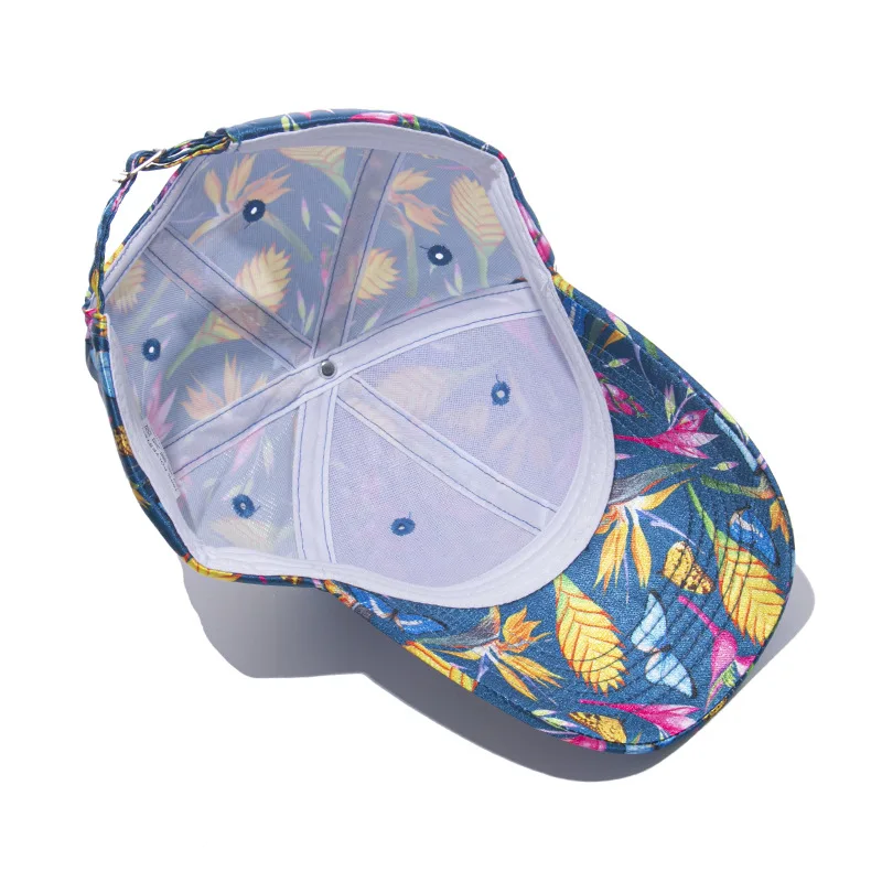 Japanese New Men\'s and Women\'s Summer Sun Hat Bird Flower Printing Simulation Silk Hat Outdoor Leisure Baseball Cap Casquette