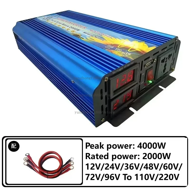 2000W 12V 24V 36V 48V 60V 72V 96V To 110V 220V High-power Photovoltaic Pure Sine Wave Inverter LED Display Solar Inverter