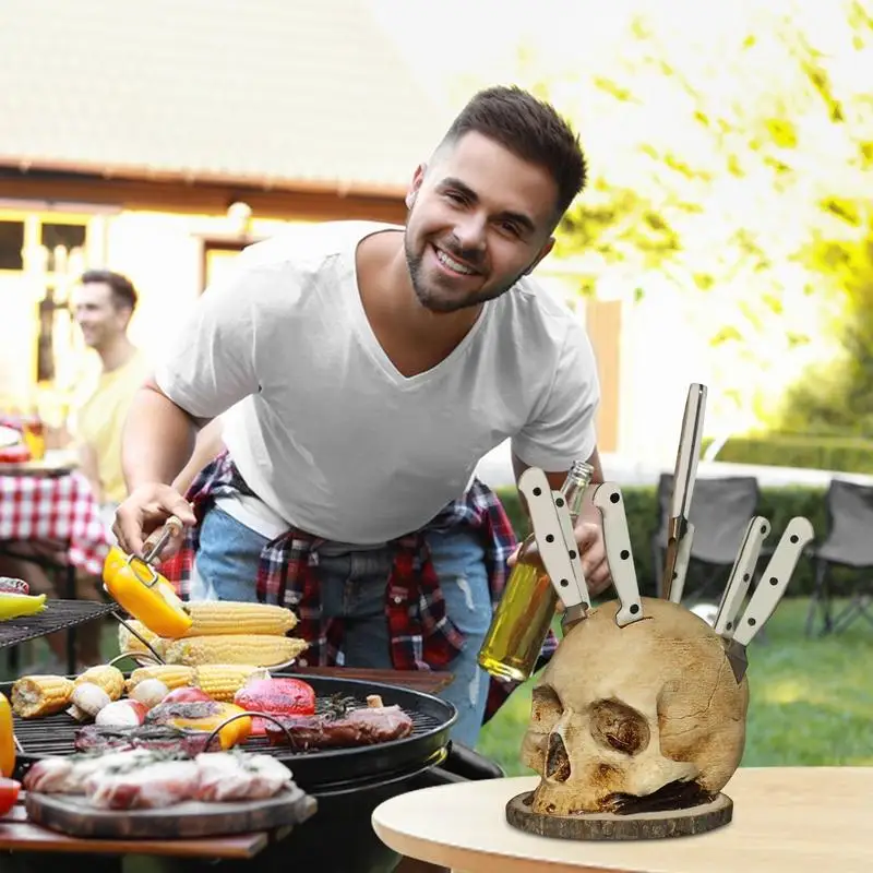 Creative  Knives Holder Kitchen Storage Skull Knife Rack Horror Party Fruit Storage Rack Decoration horror Party knife holders