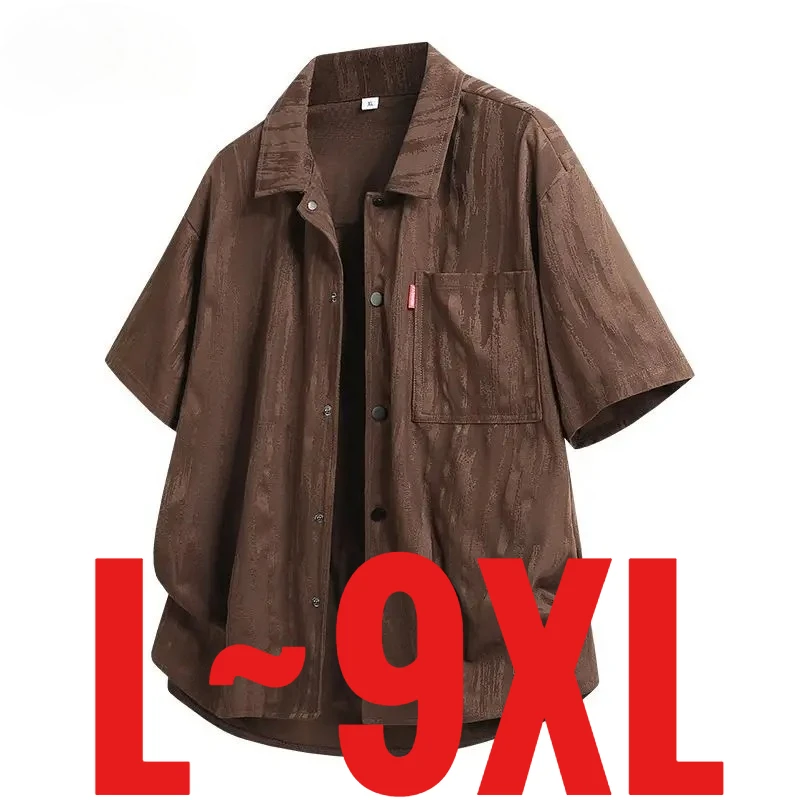 

Мужская рубашка из ледяного шелка больших размеров 9XL, быстросохнущая, с коротким рукавом, летняя, повседневная, на кнопках, свободного кроя, для полных мужчин