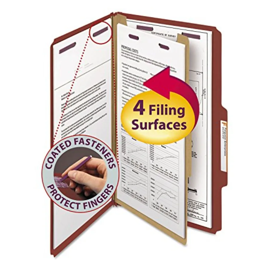 

Pressboard Classification File Folder with SafeSHIELD Fasteners 1 Divider 2" Expansion Size 10 per Box 18775