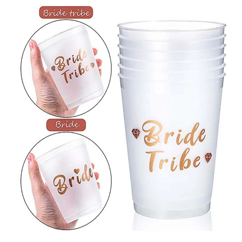 Bride Tribe Cups Bachelorette Party Bridal Shower Plastic Drinking Cup Team Bride to be Hen Party Wedding Decoration Supplies