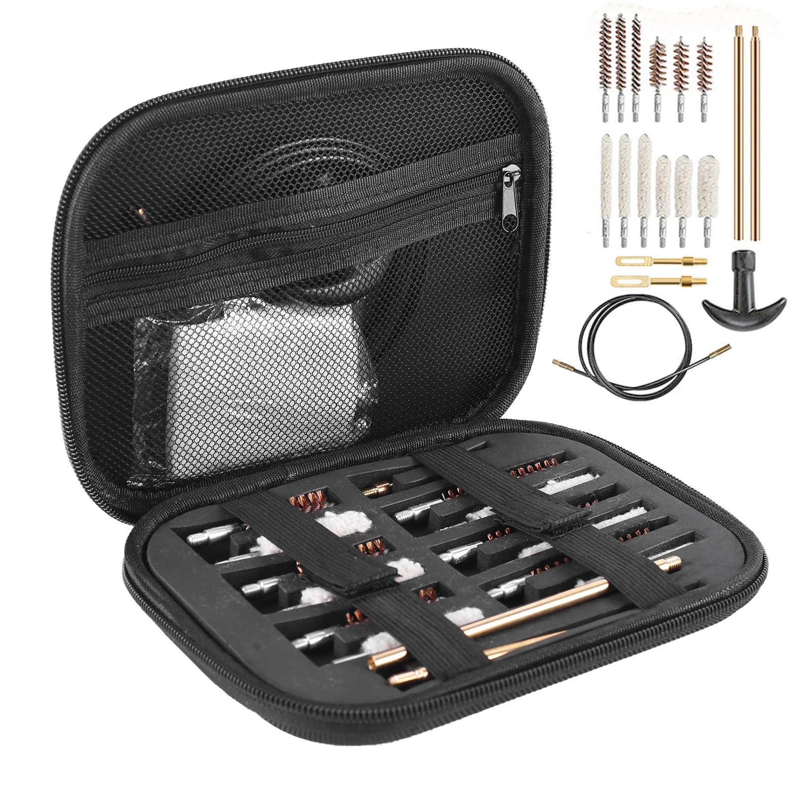 19Pcs/set Tactical Gun Cleaning Kit Universal Handgun Pistol Brush Tool for .22/.38/9mm/.40/.45 Caliber Hunting Accessories