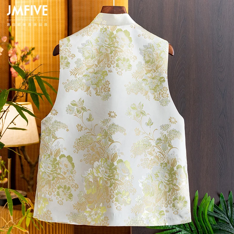 Light Luxury Age-Reducing Song Brocade Jacquard Vest for Women, 2026 Autumn New Product, New Chinese Style Stand Collar Side Placket Beaded Tassel Vest