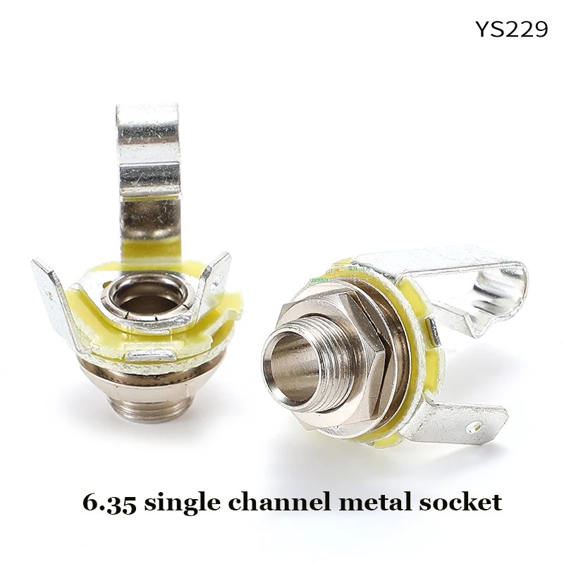 YS229/YS230/YS211 6.35 Mono Stereo Metal Socket Connector Female Head Large 2-Core Audio Panel Mount Microphone Socket Adapters