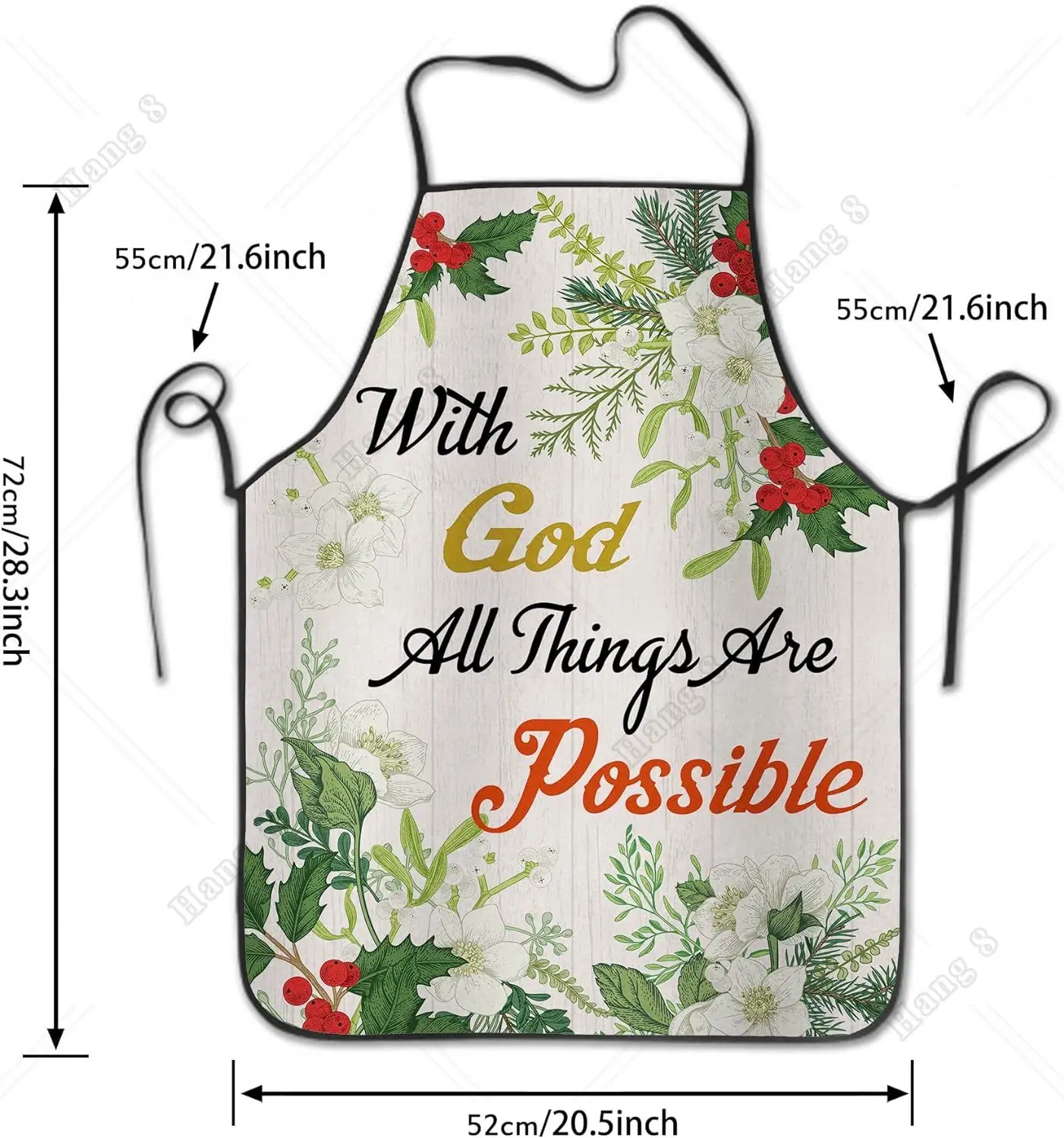 Christmas with God All Things Are Possible Apron Kitchen Chef Waterproof Adjustable Funny Apron for Bbq for Men Women One Size