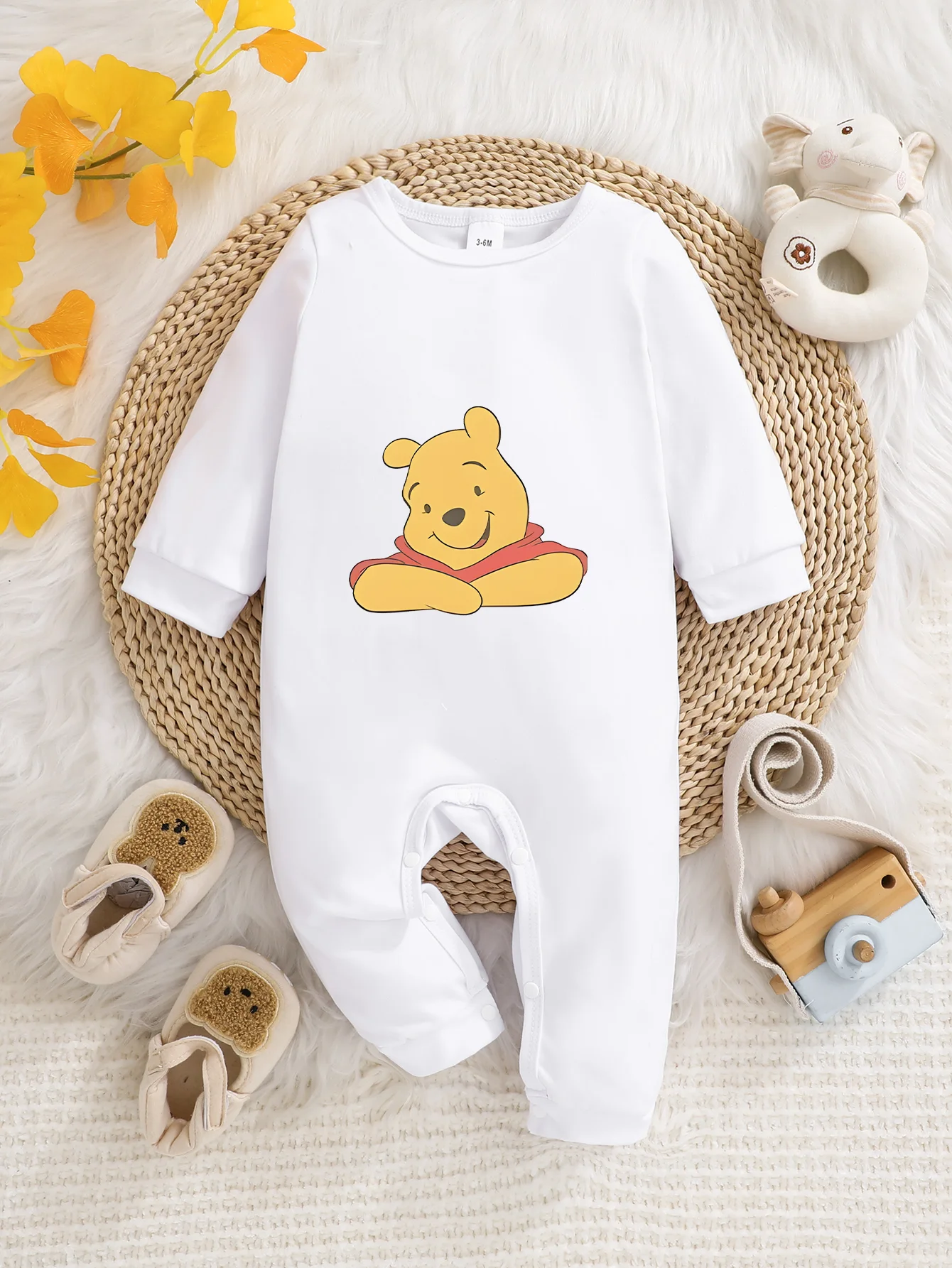

【Officially Licensed】Disney Winnie the Pooh Baby Long-Sleeve Romper | Ultra-Soft & Huggably Cozy Fabric