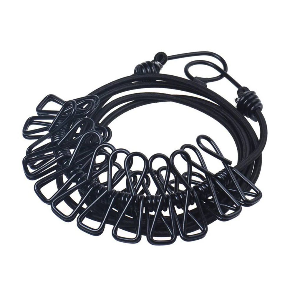 

Elastic Clothesline Lightweight Portable Travel Camping Outdoor Clothes Drying Rope Clips for Home Use Travel Clothesline