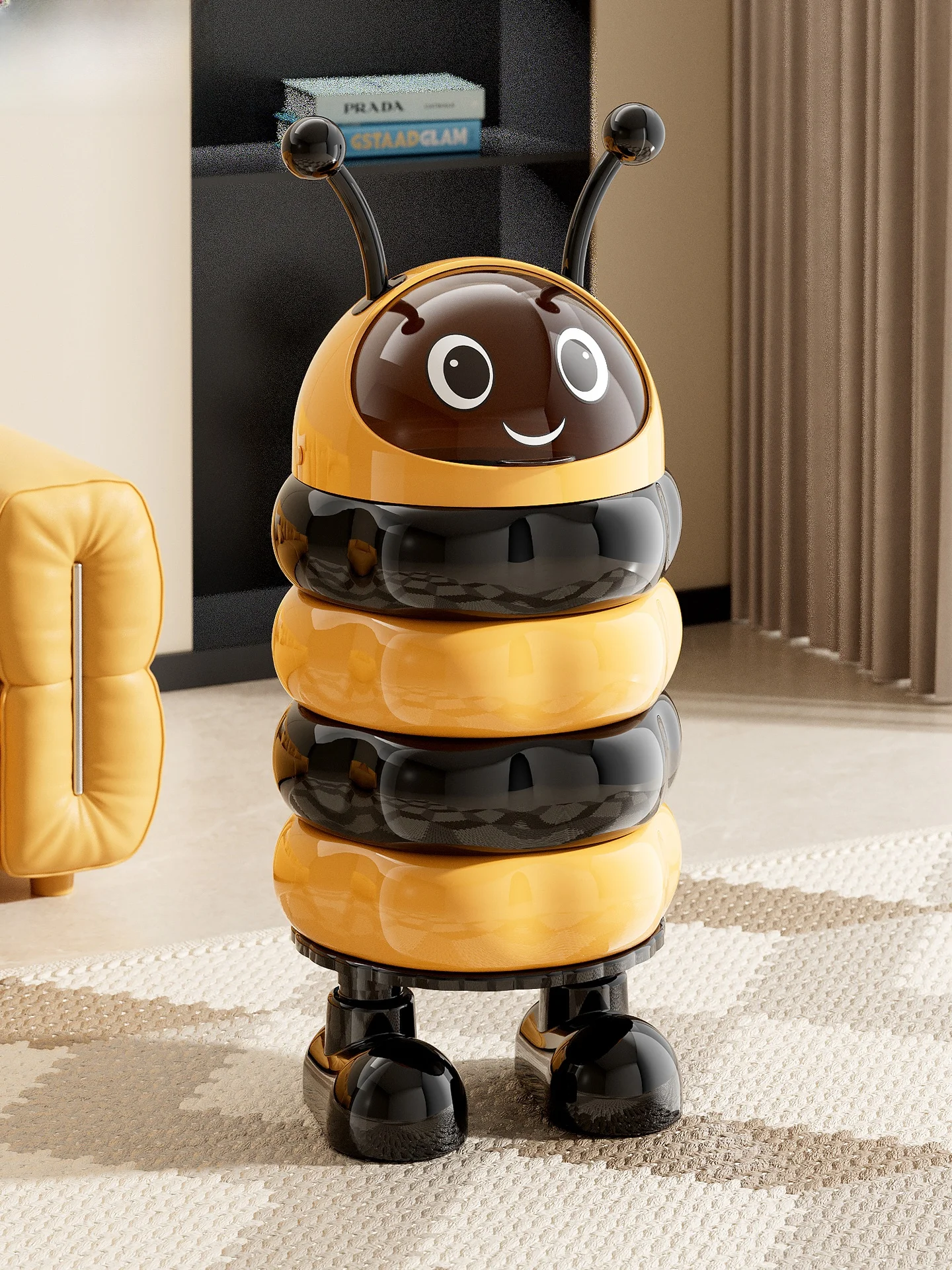 

Large Capaci Tra Can for Home Use Bedroom Living Room with Lid Cute Creative High Value Plastic Sliding Cover Tra Can