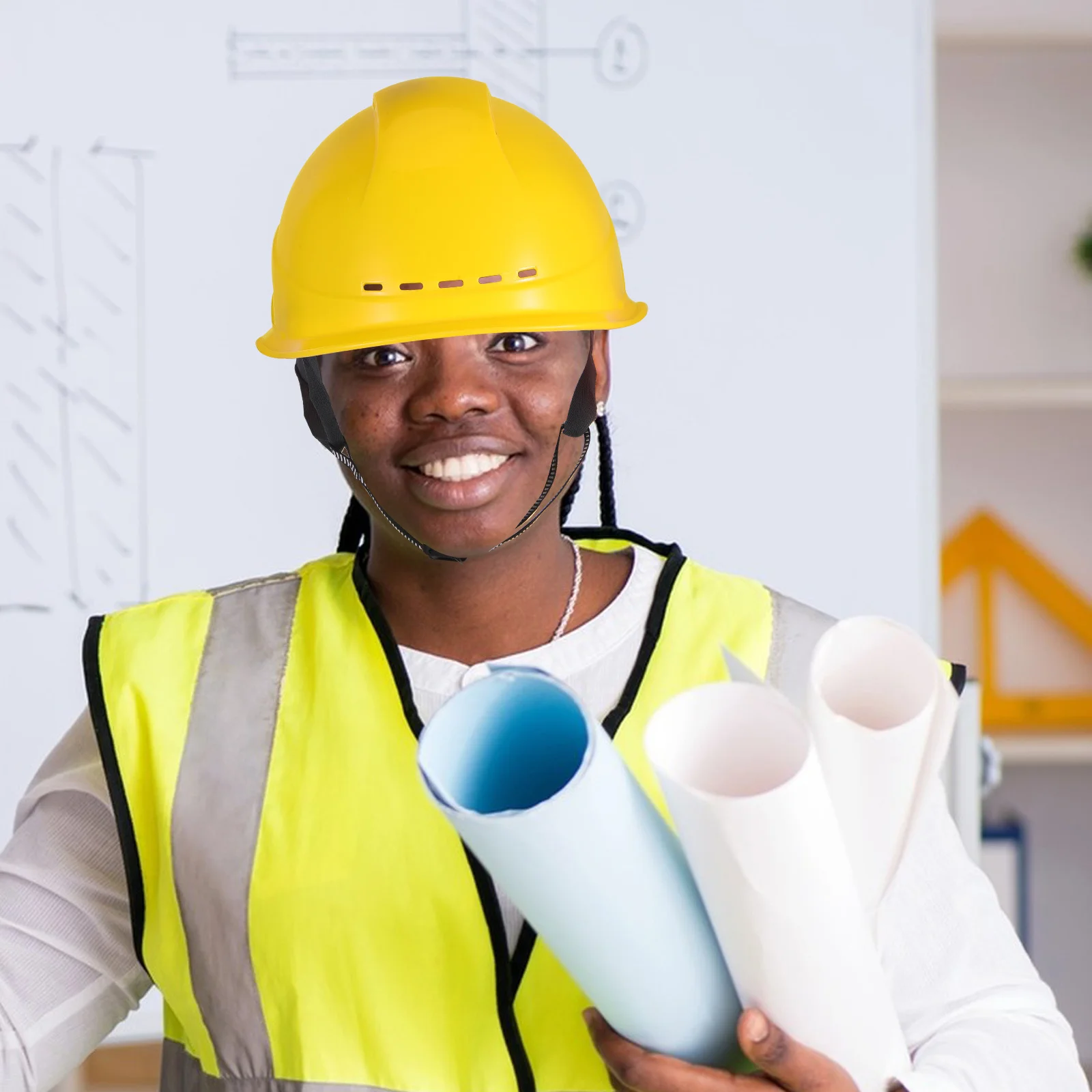 

Yellow Construction Safety Adult Lightweight Impact Resistant Breathable Hard Hat Worker Hat Industrial Head Protection