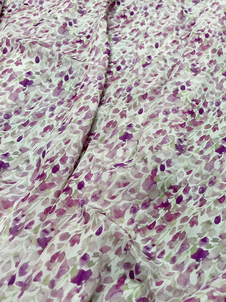 Crepe De Chine Printed Fabric Spring Summer Fashion Flower Polyester Satin Chiffon Cloth Diy Sewing Meters Rayon Material