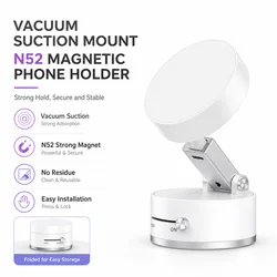 Mini soporte de ventosa magnético de doble cara al vacío, soporte plegable para teléfono perezoso de cocina para iPhone y teléfono inteligente Android
