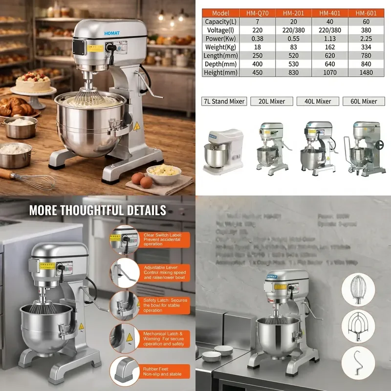 for HM-201 20L Three Speed Commercial Vertical Mixer High End Planetary Cake Mixer Stainless Steel Dough and Cake Mixer