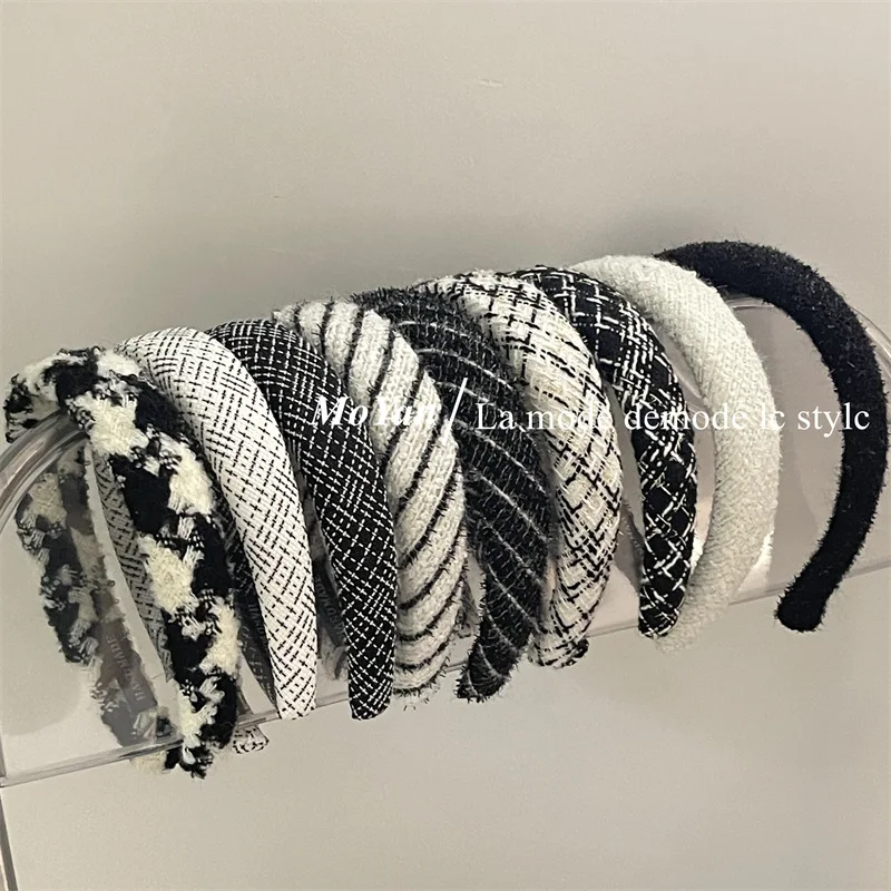 

Sponge Hair Band for Girls lattice check Hair ornaments Knit Headband Headwear Elegant Hair Hoops