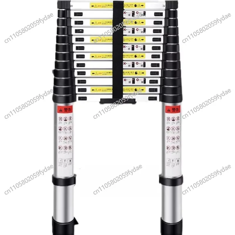 New Thickened Aluminum Alloy Ladder 3.8 Meters Telescopic Ladder One-word Folding Straight Ladder Household Lift Loft Portable