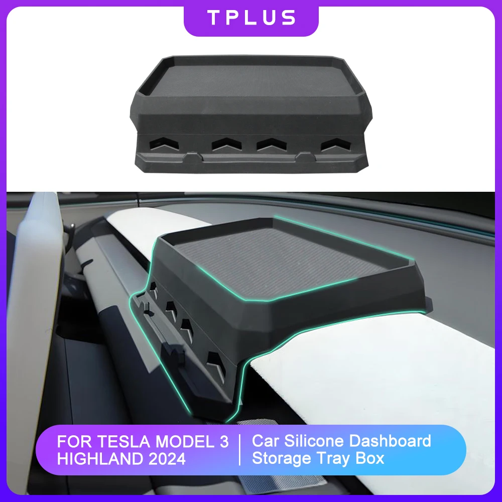 Dashboard Storage Box Tray For Tesla Model 3 Highland 2024 Silicone Tissue Glasses Key Storage Organizer Interior Accessories