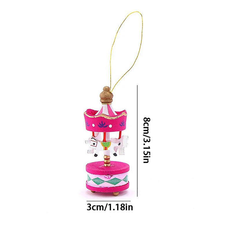 6pcs Christmas Decoration Mini Carousel Horse Pendant Ornaments Pendant Wooden Xmas Children Favor Toy Festival New Year Gifts