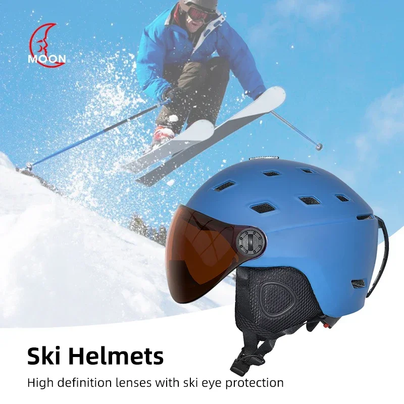 MOON-Body Molding Ski Helmet Protective Cap Outdoor Ski Equipment Sports Equipment Professional Snow Helmet for Men and Women