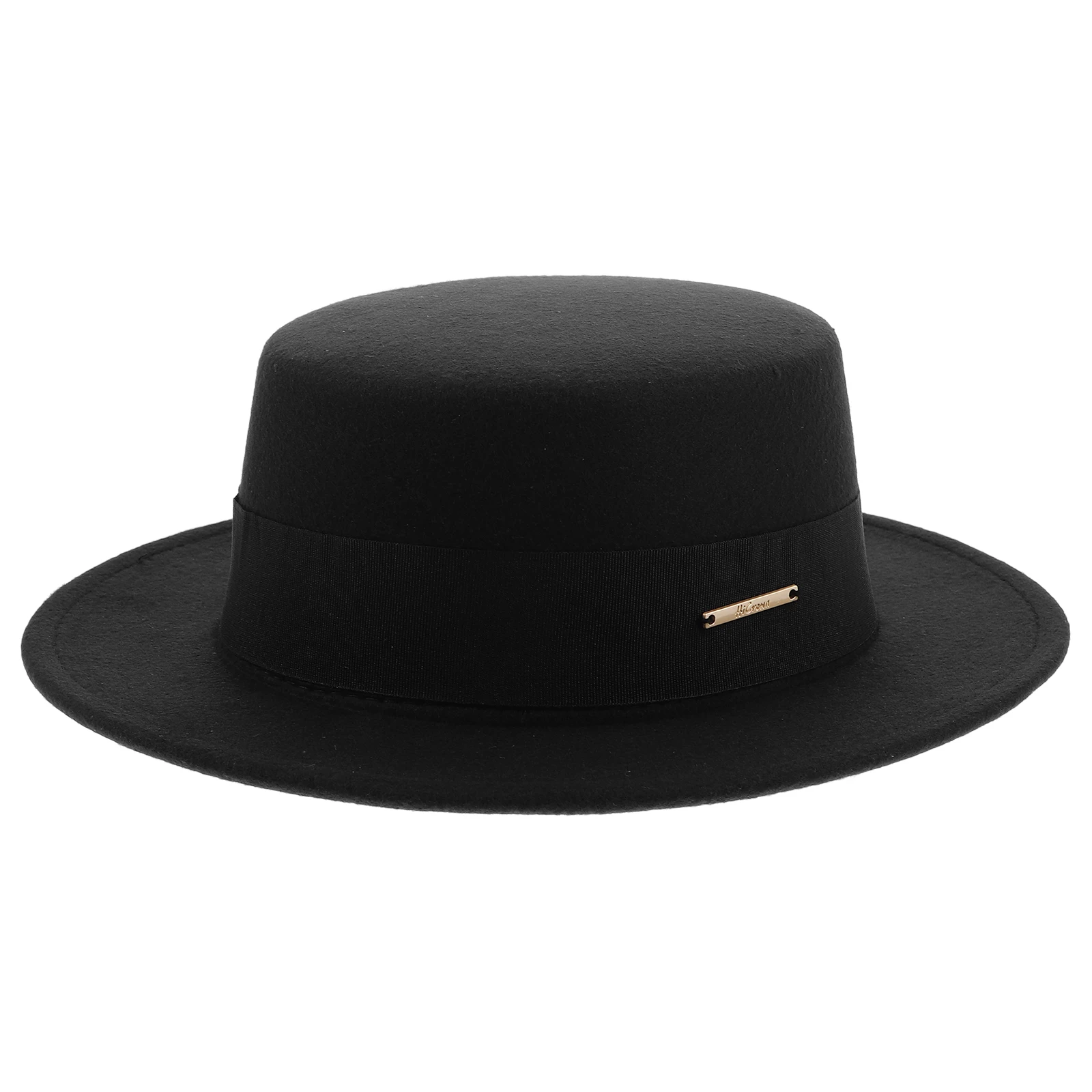 

Fashionable Flat Top Wide Brim Hat For Men Women Black Wool Blend Warm Comfortable Accessory Stylish Unisex Boater