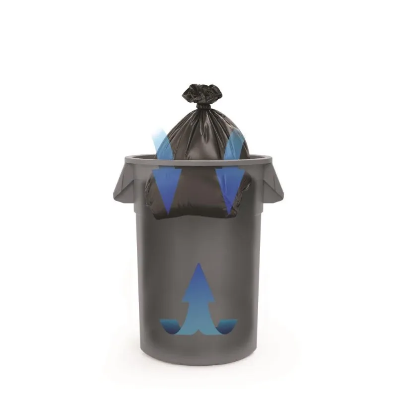 سلة مهملات سعة 32 جالونًا مع قنوات ذات فتحات تهوية ومقابض مريحة، سلة قمامة رمادية ملفوفة بالشفاه