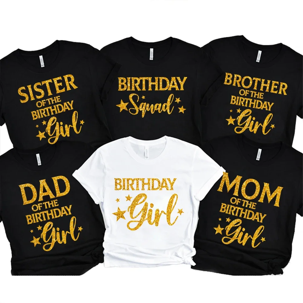 Dad Mom of The Birthday Girl Party T-shirt Family Matching Outfit Streetwear Short Sleeve Tees Fashion Graphic Y2k Unisex Tops