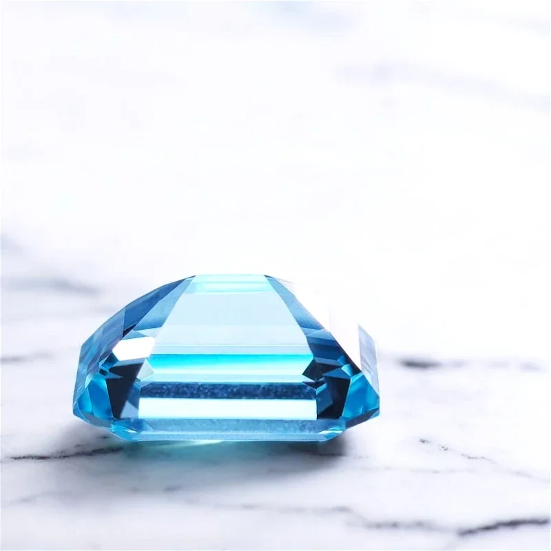 

Top[Lab Grown Sapphire Emerald Cut Aquamarine Extremely Shiny Quality Gemstone for DIY Charms Jewelry Making