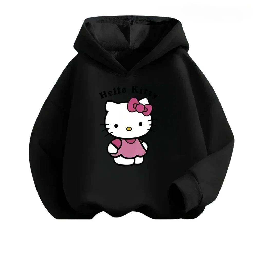 Felpa con cappuccio ampia a maniche lunghe spessa da donna autunno-inverno Hello Kitty adatta per gite/raccolte vestiti Hello Kitty