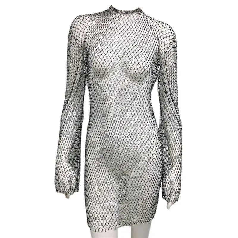 

Sexy Bikini Cover up Net Dr Beach Par Cross Border Long Sve Sweet And Spicy Sle H Version Dr for Women