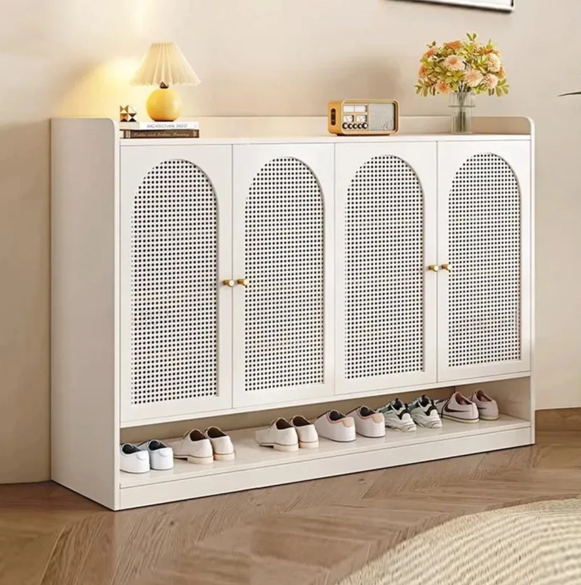 Solid wood shoe cabinet door large capacity indoor simple storage cabinet multi-layer entrance porch cabinet shoe rack