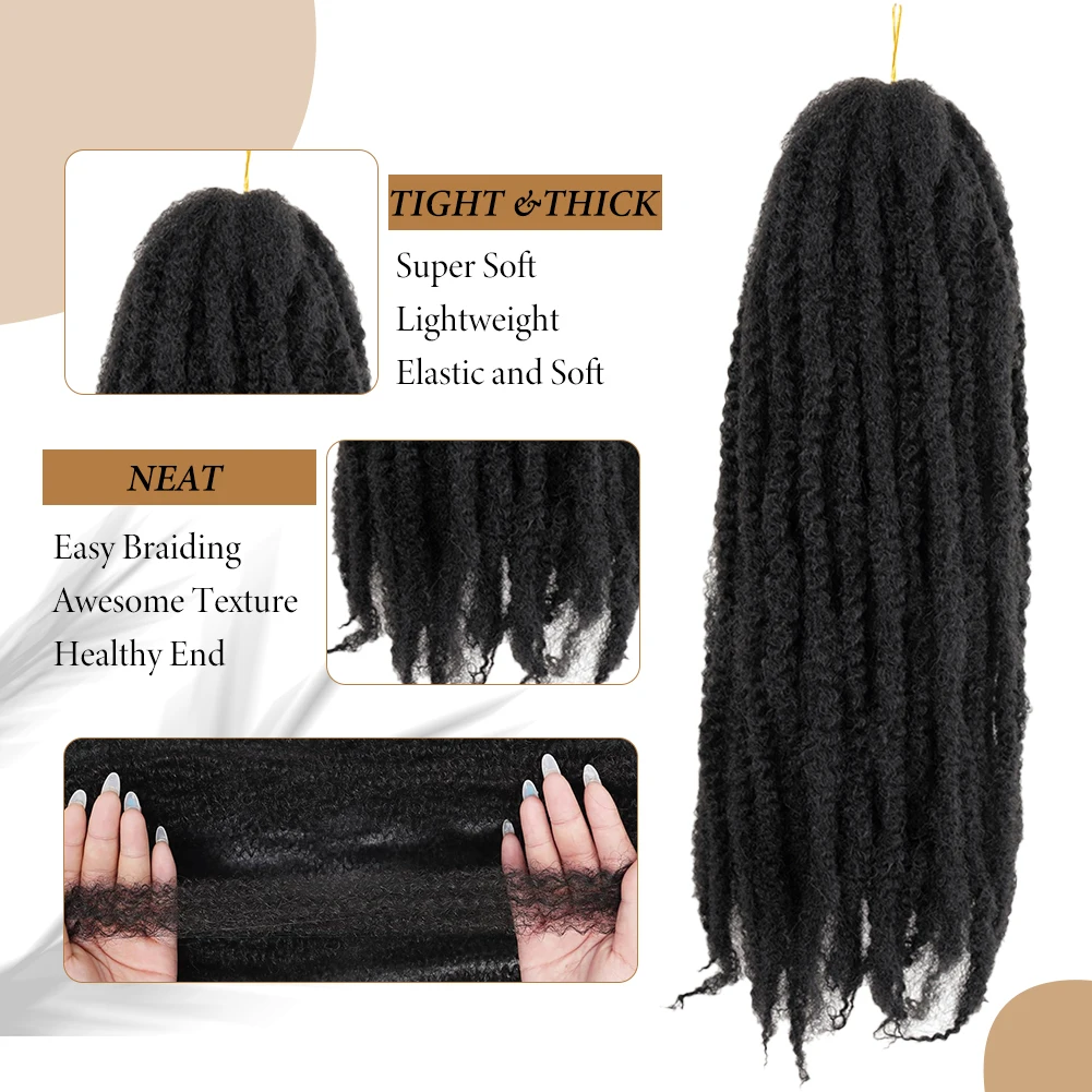 Marley torção trança de cabelo longo afro kinky premium fibra sintética marley extensões de cabelo 18 Polegada marley cabelo crochê tranças