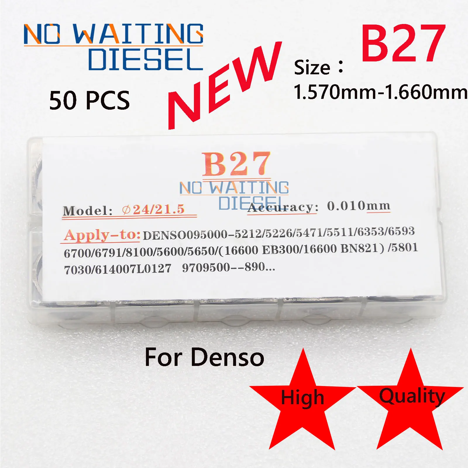 

Adjusting Shim B27 Common Rail Injection Adjustment Shim b27 Gasket Washer Size 1.57-1.66mm for DENSO Injectors 50 PCS