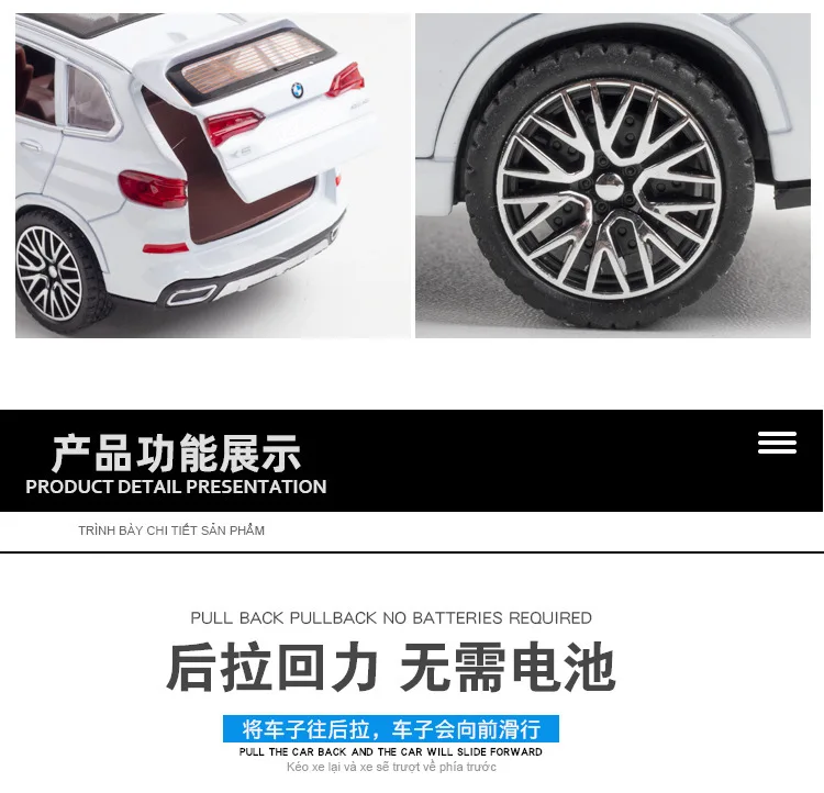 1:32 X5 Off-Road Vehicle with Sound and Light Pull Back Toy Model Ornament Diecast Alloy Car Model Collectible