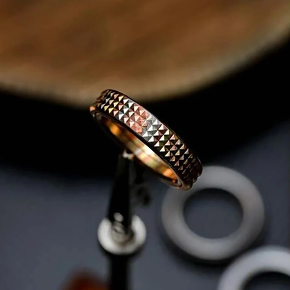 YEDC Nail Pattern Ring Spinner Mokume Limited Edition Stress Relief Toy Fashion Accessories Ring Fidget Toys For Adult