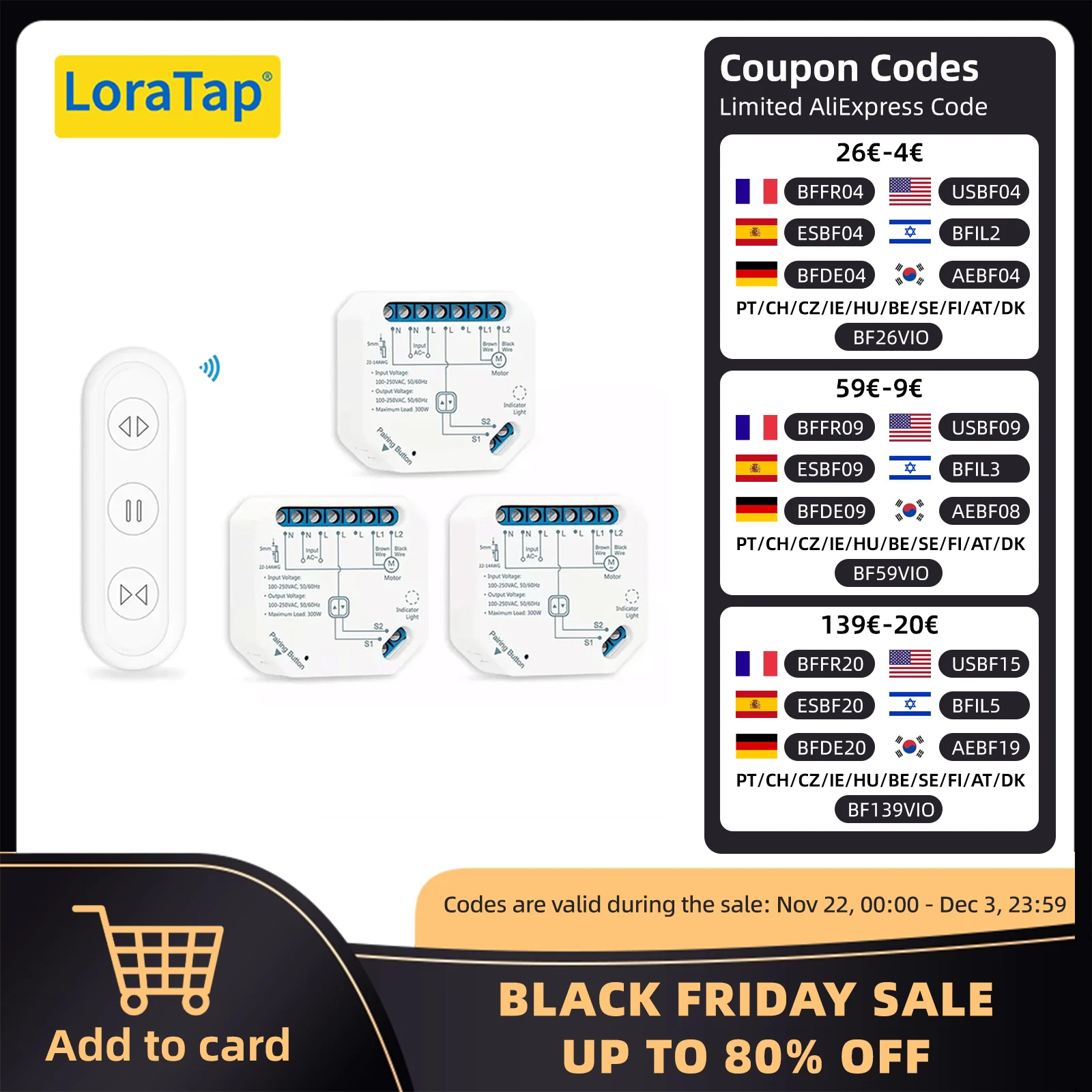

Модуль переключателя штор LoraTap RF+Wi-Fi