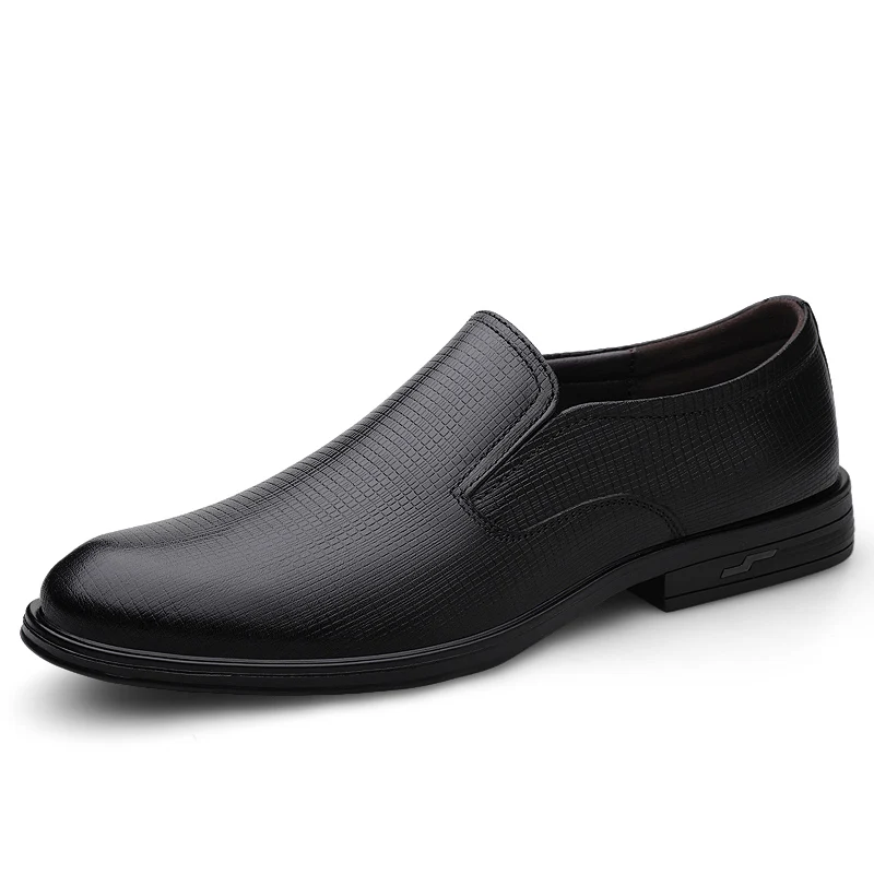 Men's Uniform Dress Oxford Loafers Shoes Low-top Slip On Pull on Genuine Cow Leather Formal Round-toe Business Leisure Sping