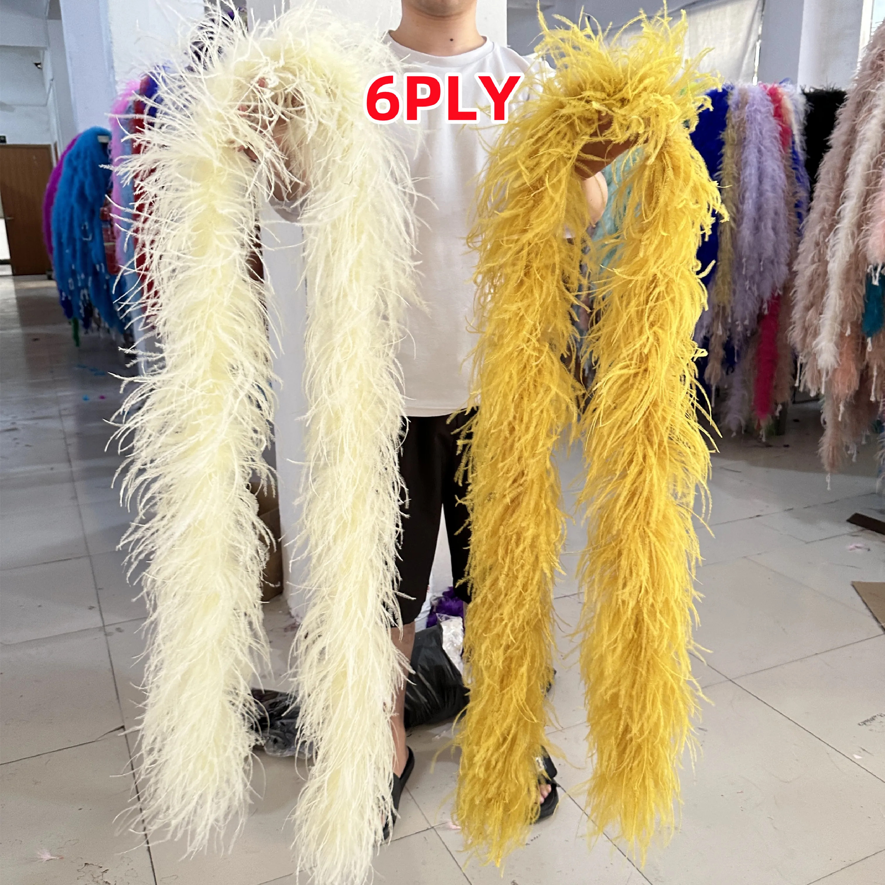 

50CM to 4M Fluffy Ostrich Feather Boa 6Ply Real Feathers Boas Party Wedding Ostrich Plumes Decoration Clothing Sewing Accessory