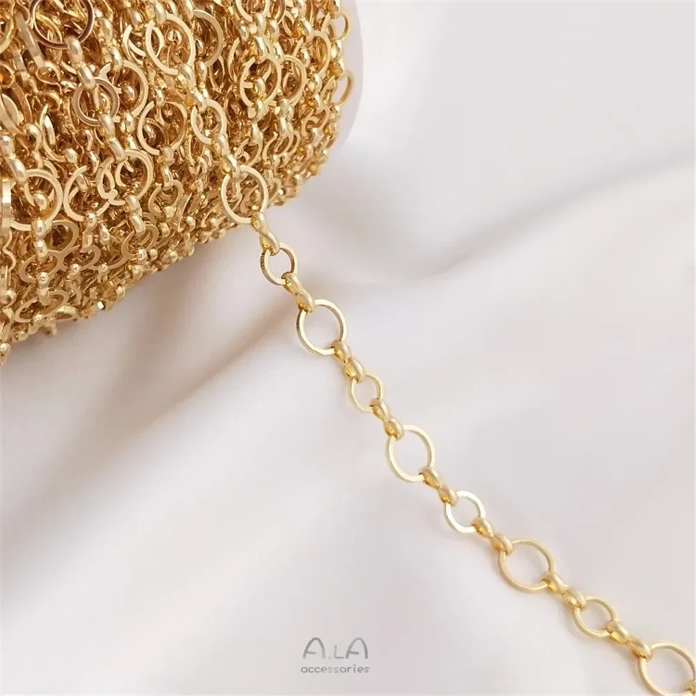 

14K Gold Plated 6+8mm ring chain round O chain manual loose chain DIY necklace bracelet accessories with chain materials