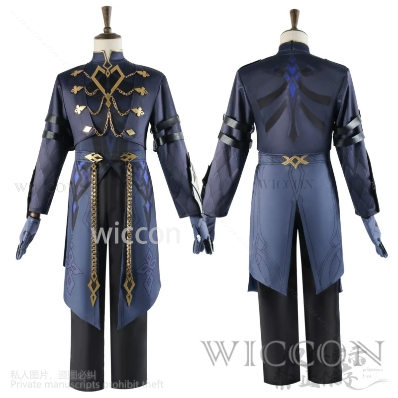 Ainme Gioco Genshin Impact Nuovo Costume Cosplay Capitano Fatui Uniforme Mantello Cos Parrucche Puntelli Scarpe Halloween Natale Set Completo Gioco di Ruolo