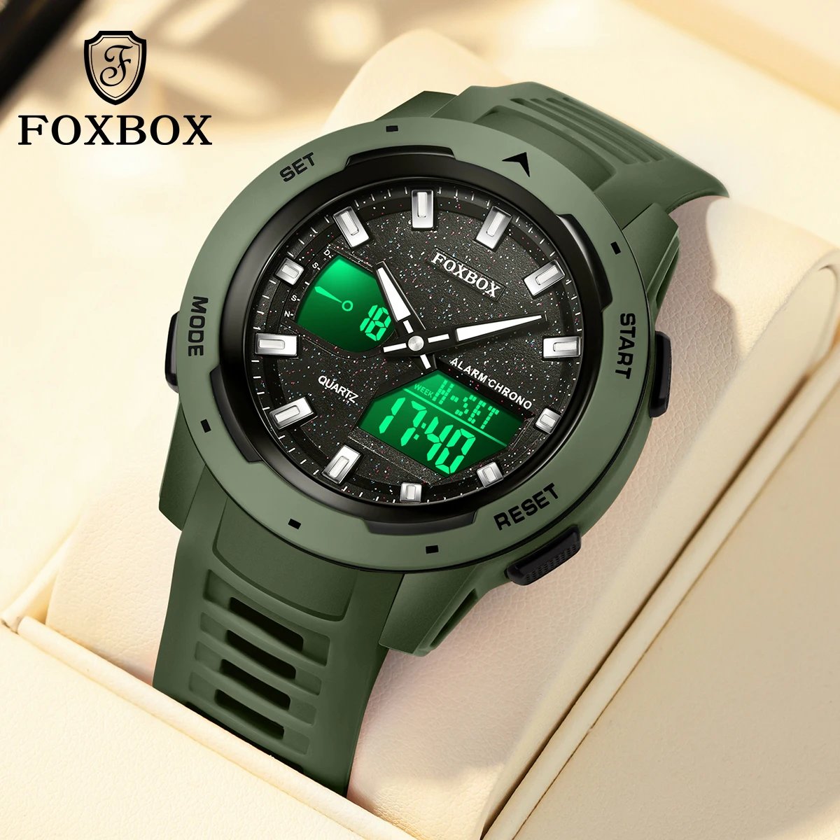 

Мужские спортивные часы Foxbox New, цифровые кварцевые, хронограф, водонепроницаемые, светящиеся, ударопрочные, с отображением даты и дня недели.
