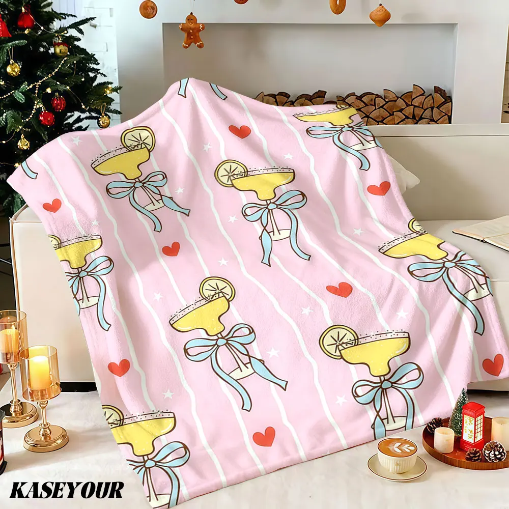 Cocktail Bow Party Winter Summer Flannel Blanket Throw Fleece Soft Fuzzy Plush Cozy Fleece Blankets for Sofa Ideal Gifts