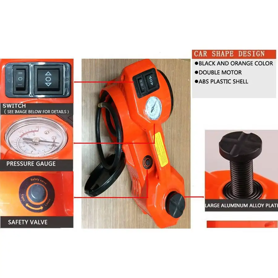 HF045 nuevo 3 en 1 gato eléctrico de coche DC12V 5T nuevos conectores de coche llave de compresor herramientas de vehículo Kit de herramientas de emergencia Kit de gato de coche